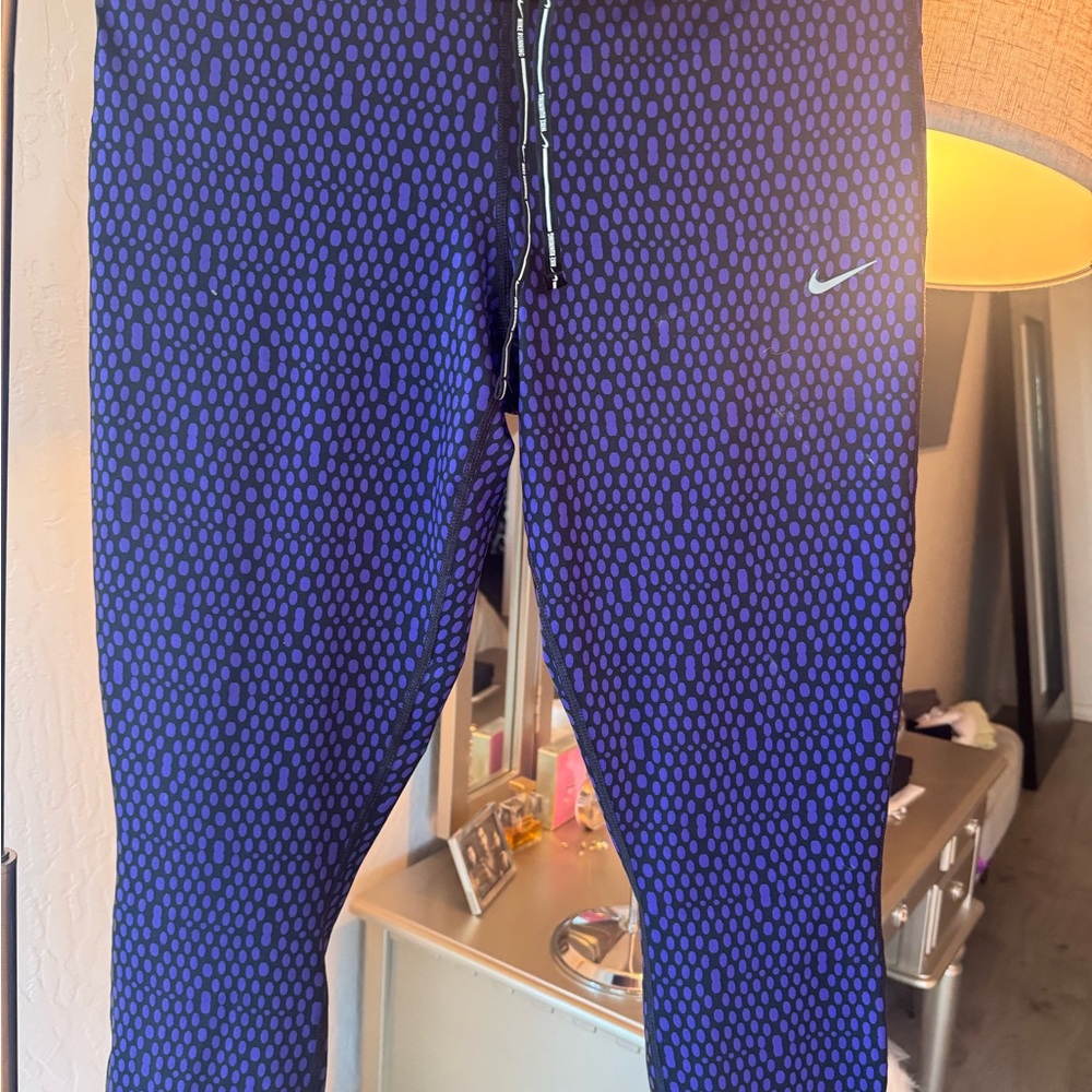 Nike Black and Blue Geometric Leggings